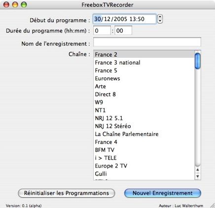 Interface Freebox TV Recorder